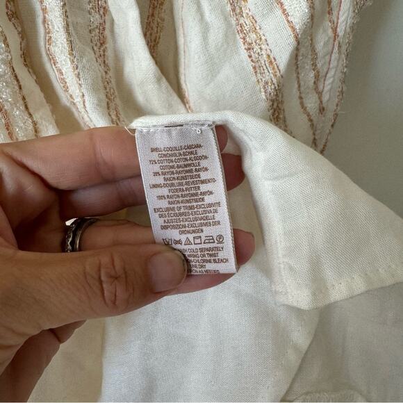 Free People Cactus Flowers Cream Striped Flowy Mini Dress L - Picture 12 of 12